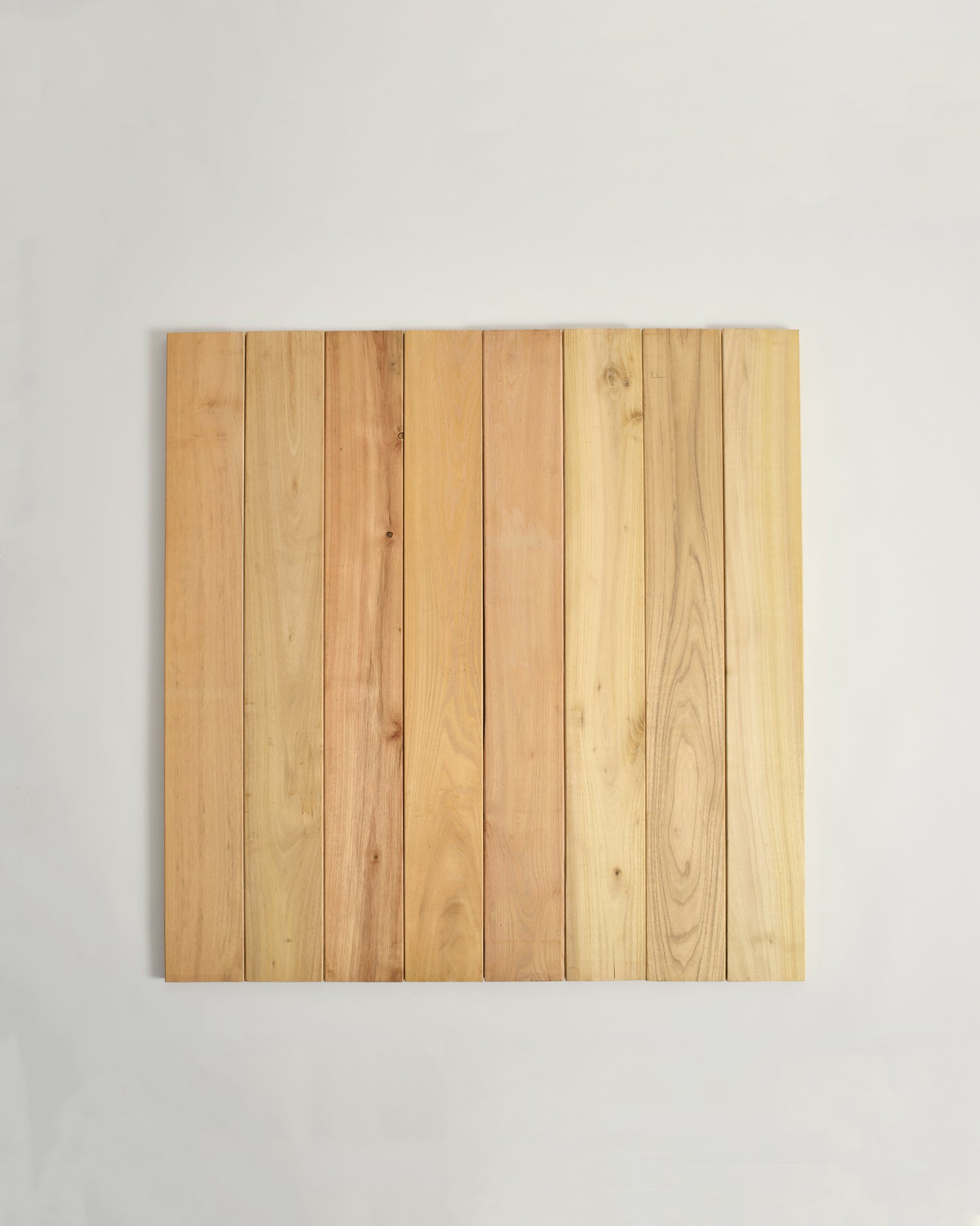 Wood slats on a white background