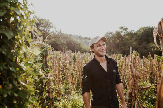 Jorge Gaviria, founder of Masienda, discussing heirloom corn varieties and regenerative agriculture within an ORCA landscape setting