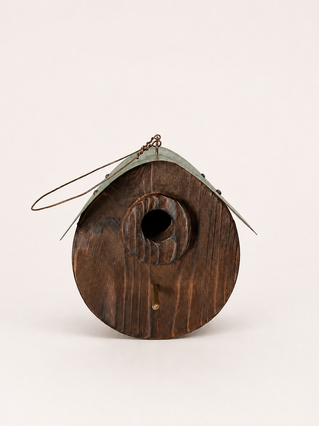Charred Barrel Birdhouse with Copper Roof 02