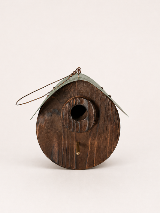 Charred Barrel Birdhouse with Copper Roof 02