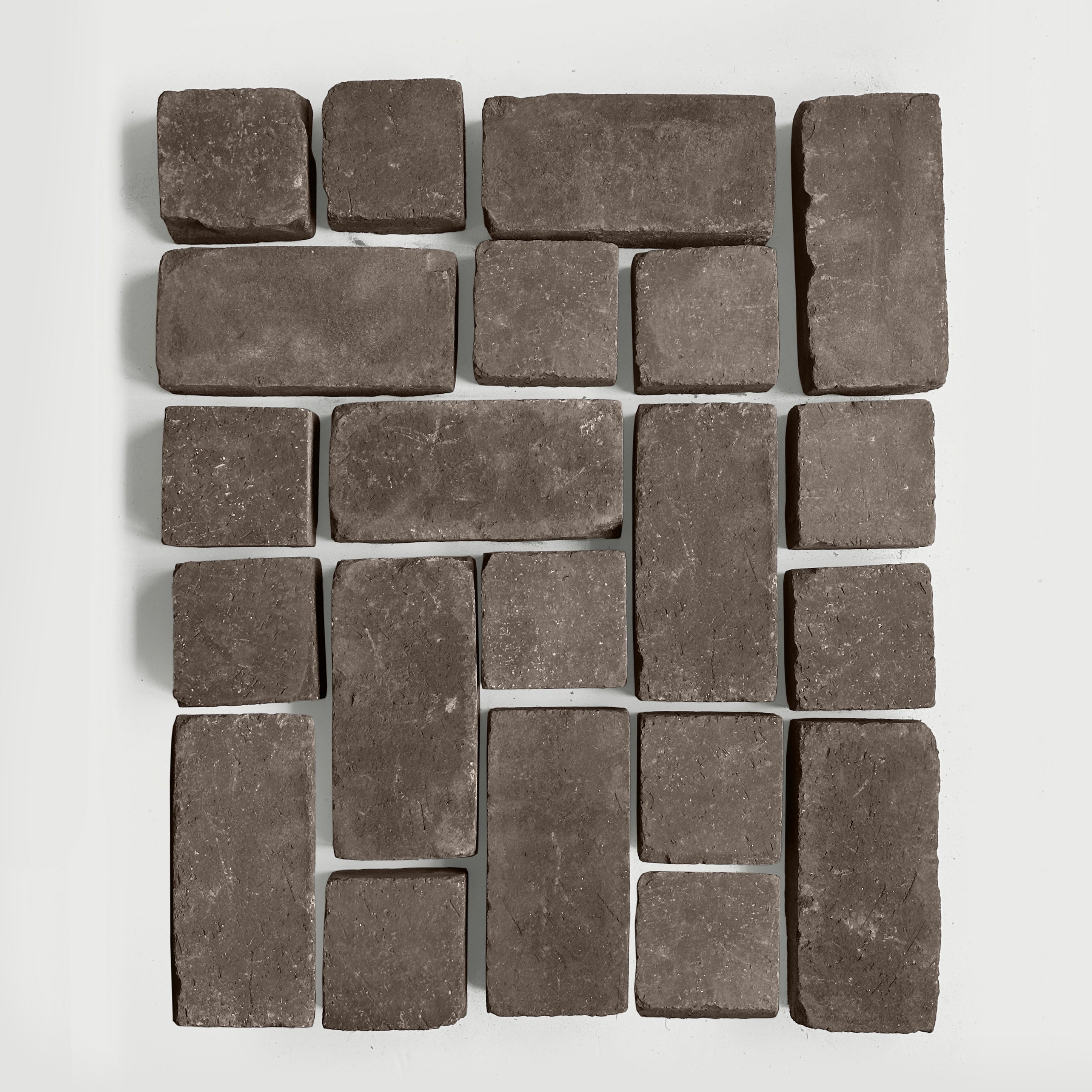Pattern of dark pavers on a white