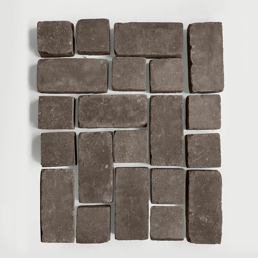 Pattern of dark pavers on a white