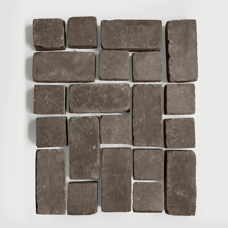 Pattern of dark pavers on a white