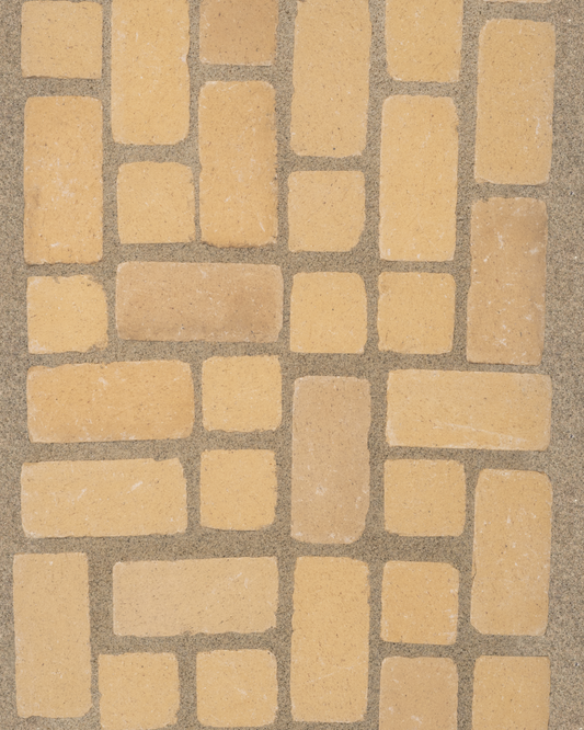 Irregular cotto paver pattern installed in sand