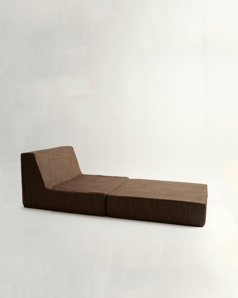 Brown folding outdoor lounge chaise