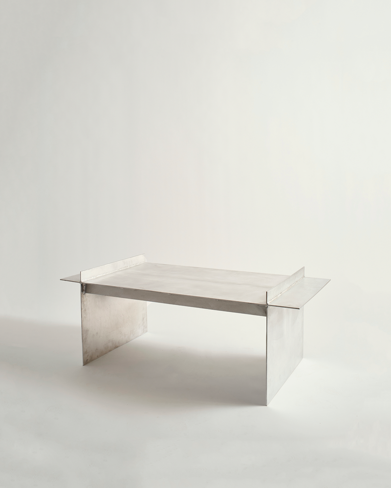 Metal bench with white background