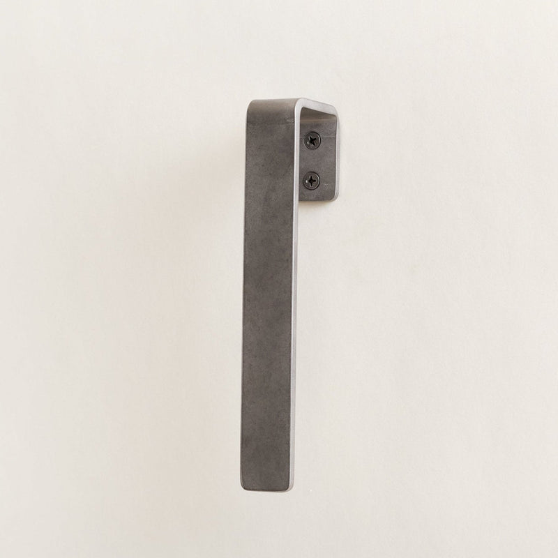 Metal door handle on a white background