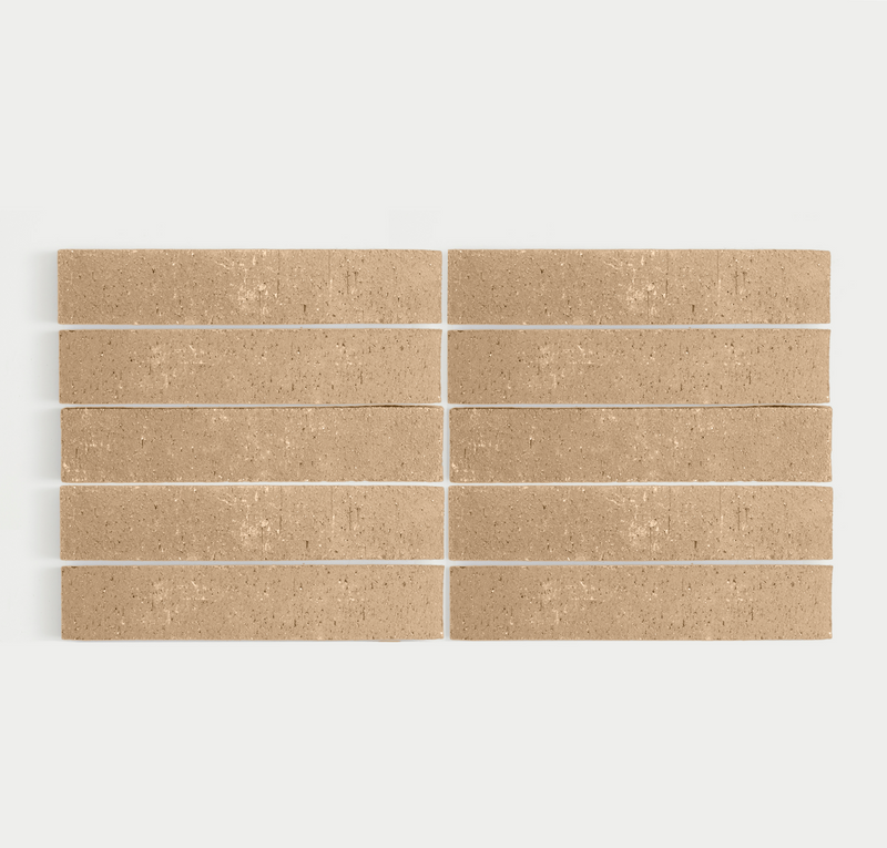 Brick clay tiles arranged in a grid pattern on a white background