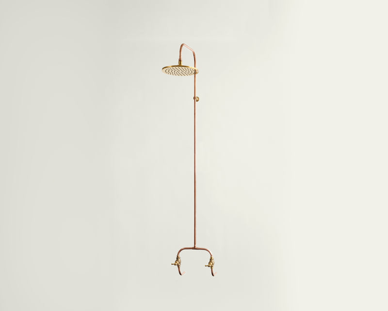 Copper shower head on a white background