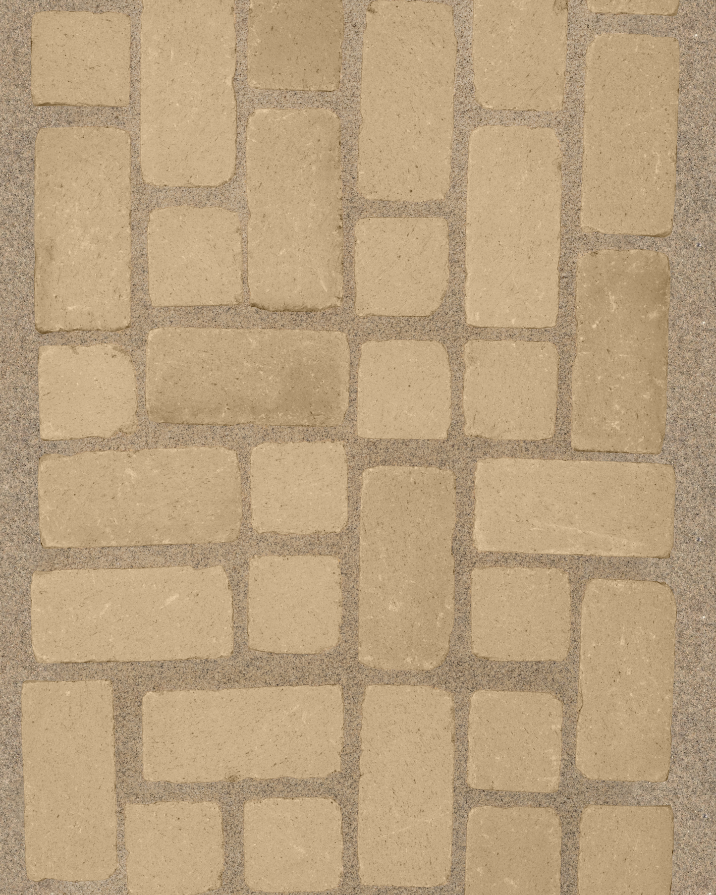 Irregular paver pattern installed in sand