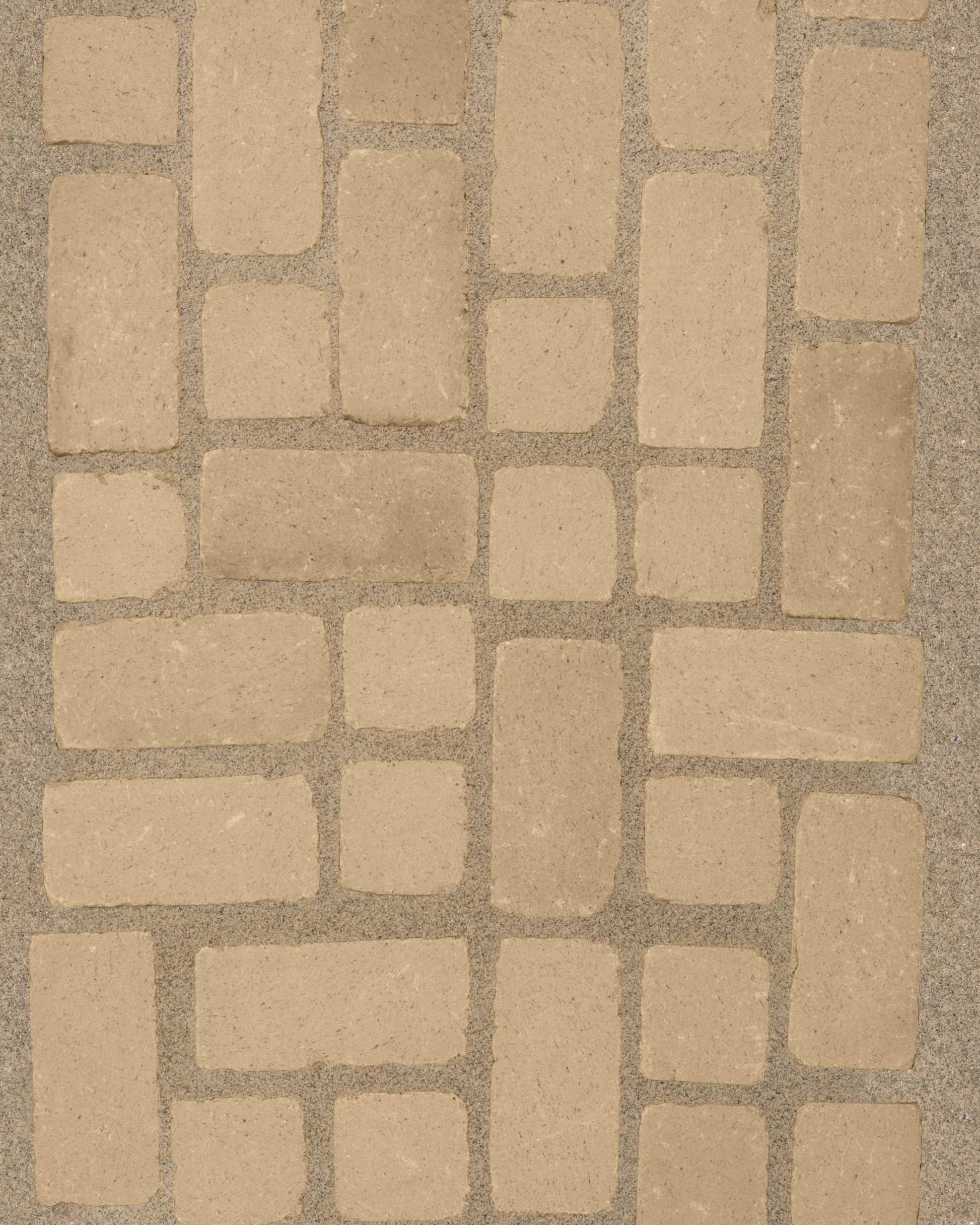 Irregular paver pattern installed in sand